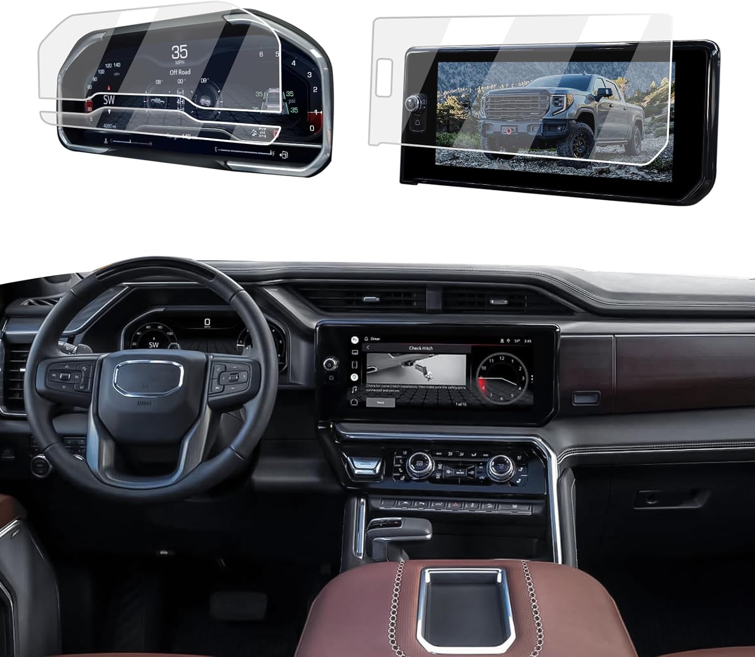 Screen Protector 3 Pcs For 2022-2026 GMC Sierra 1500 & 2024-2026 Sierra 2500HD/3500HD, 12.3-Inch Dashboard+13.4-Inch Navigation HD 9H Tempered Glass Protector For Sierra 1500/2500HD/3500HD Accessories