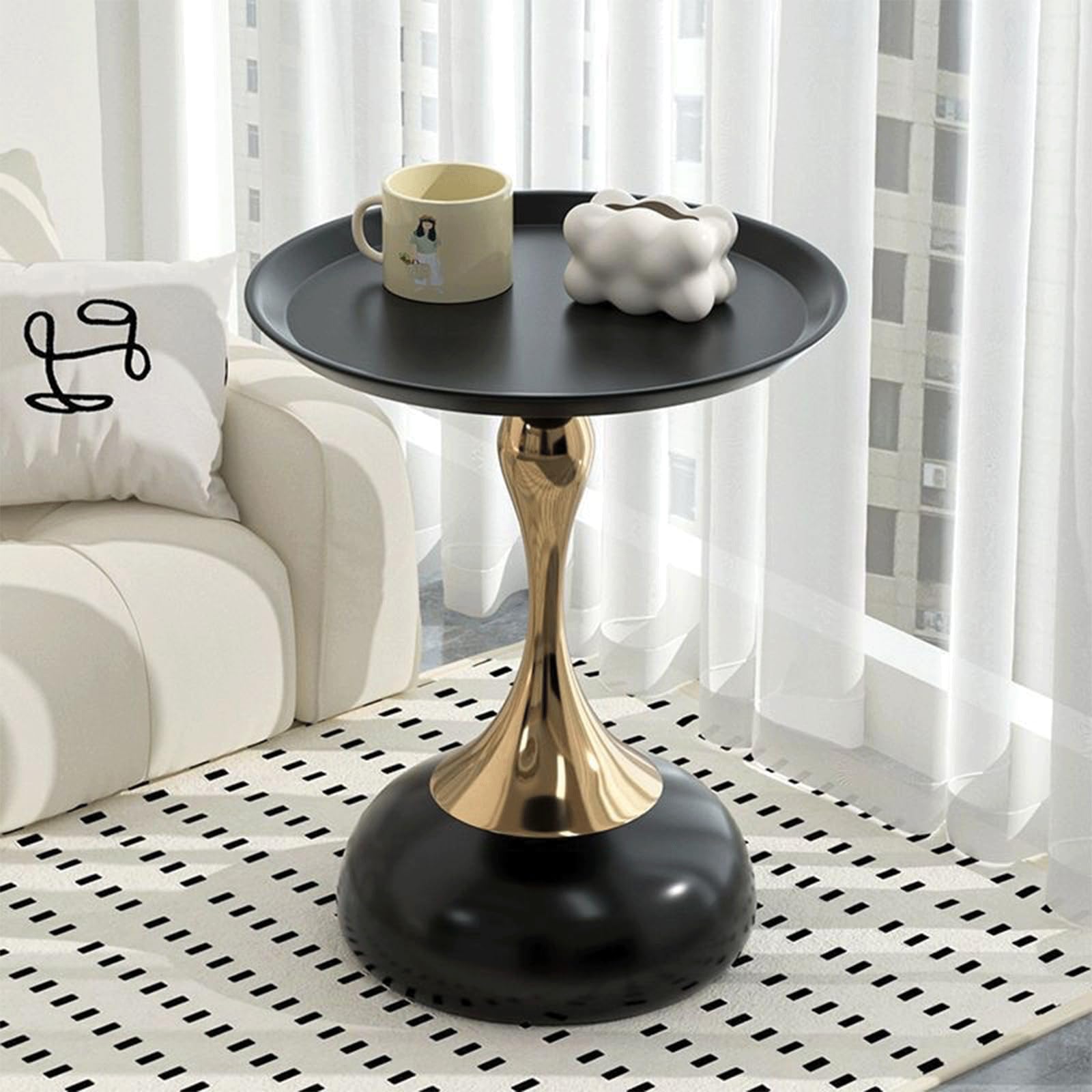 Elegant Modern Side Table - Featuring a Unique Hourglass Design, Ideal for use in Living Rooms, cafes, Dining Rooms, bedrooms, and Outdoors - a
