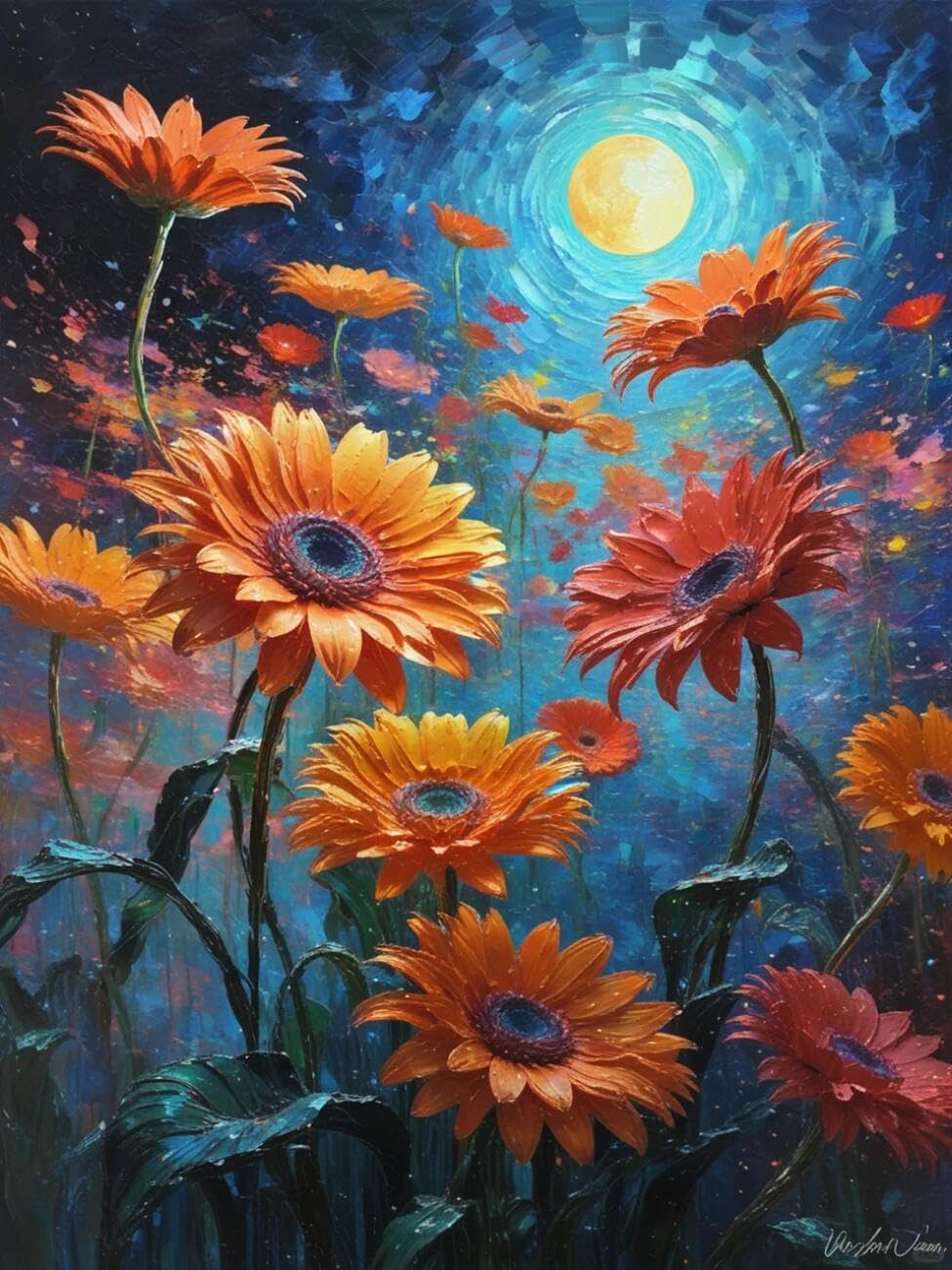 Henypt Cross Stitch Kit Fantasy Chrysanthemum Flowers DIY Arts Aand Craft Kit for Beginners The Elderly with Accessories Handmade DIY/Gifts 14CT 80x100cm