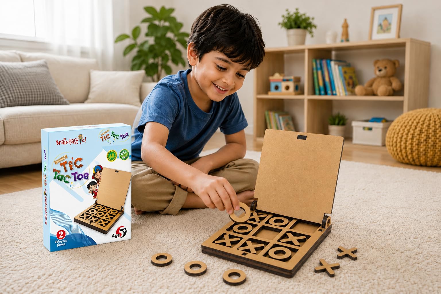Braintastic Wooden Tic Tac Toe Portable Game-Pack of 24 for Birthday Return Gifts Party Pack, Travel Board Game, Return Favors for All Age Group Kids & Adults 4