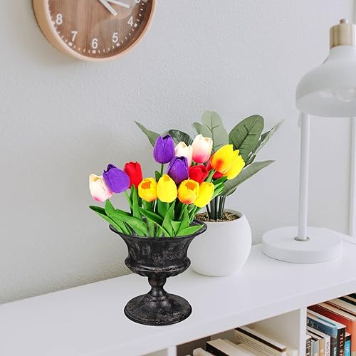 Miniatura 2 de Yardwe Jarrón de urna clásica para urna, jarrón de trompeta de metal, jarrones de mesa de boda, jarrones de hierro fundido, jarrón clásico de urna