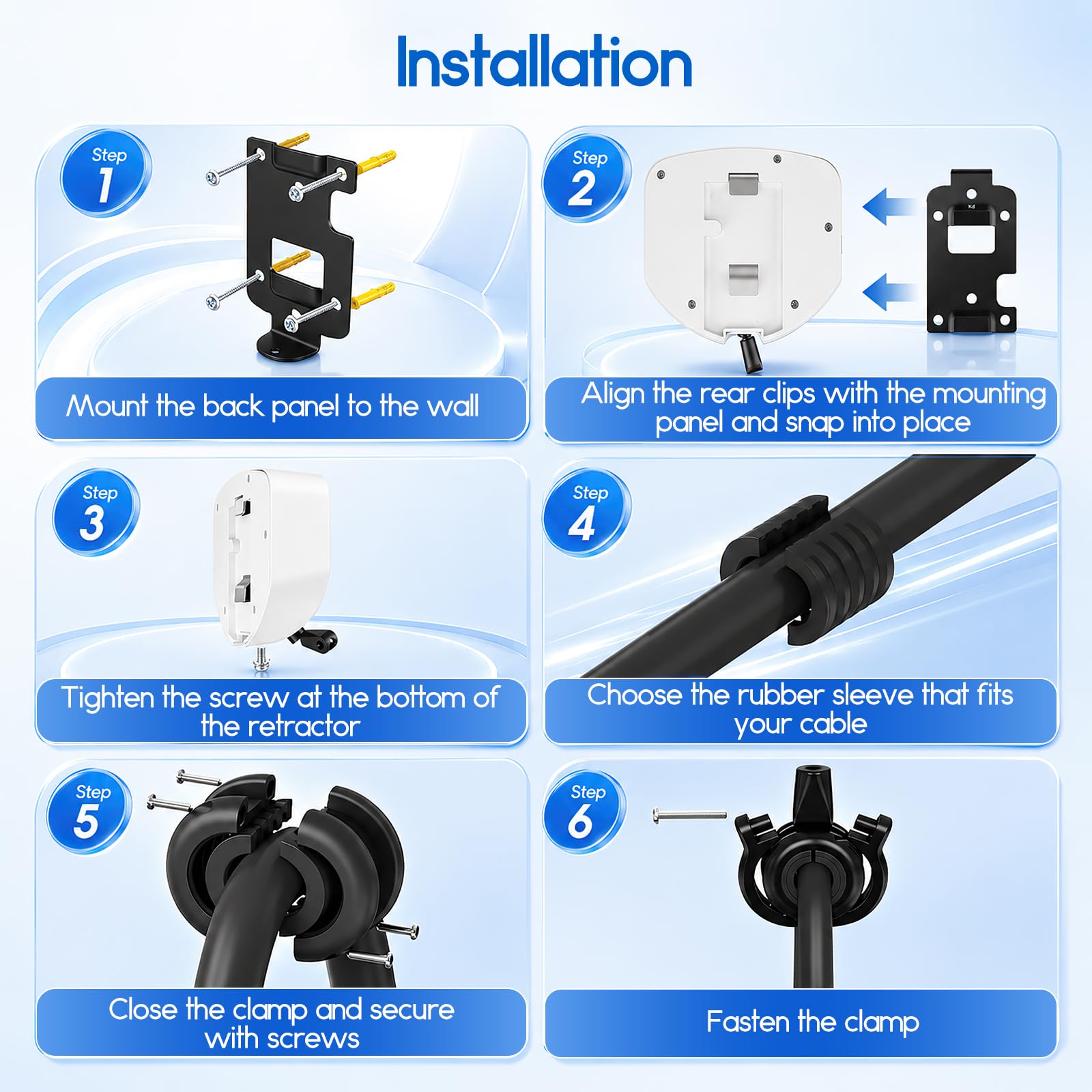 Avvolgicavo, Supporto Automatico per Cavo Wallbox Supporto con Cavo Retrattile Avvolgicavo per Ricarica EV a Parete per Cavi Gestione Automatica dei Cavi per Veicoli Elettrici