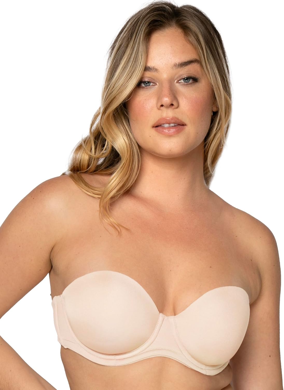 Smart & Sexy womens Full Support Light Lined Strapless Bra 36C In the Buff