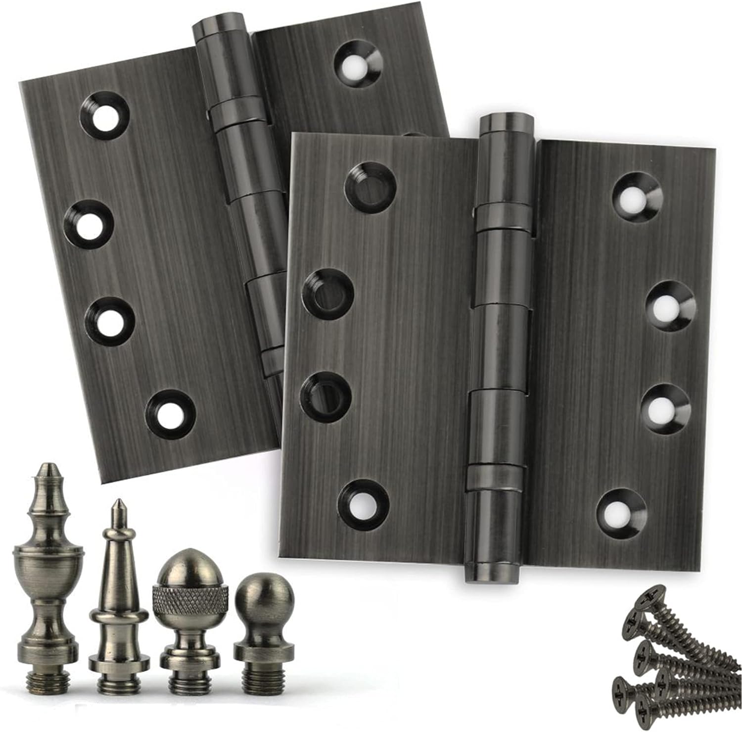 Embassy Door Hinge Solid Brass - 4 x 4 Inch, Heavy Duty, Pewter, Ball Bearings, Rust Resistant Pin, Architectural Designer Grade, Home Improvement, 2 Pack