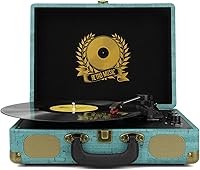 Vista 8 de Reproductor de Discos de Vinilo 3-Velocidades Bluetooth, Portatil, Maletín, con Correa, Soporta Bluetooth, Salida RCA, Entrada Auxiliar de 3.5mm