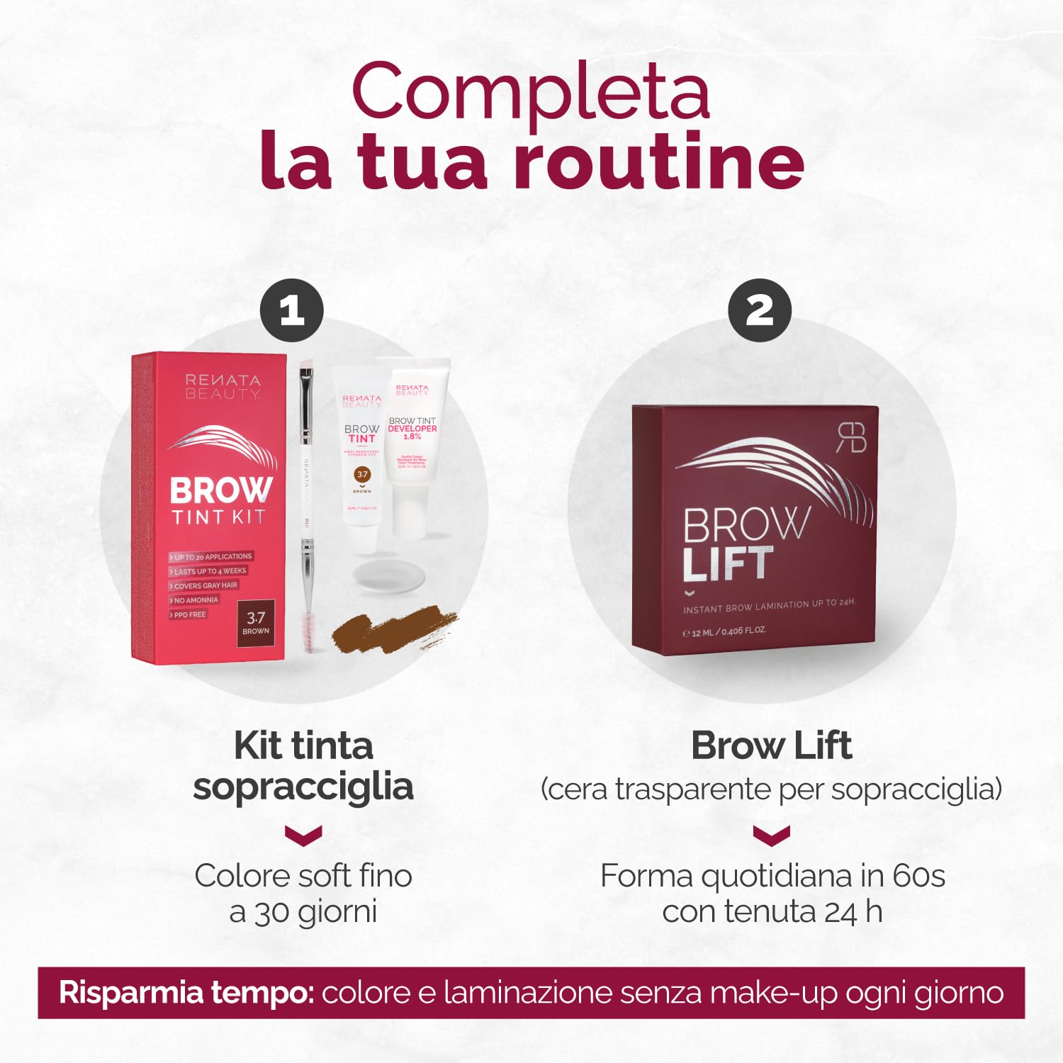 RB RENATA BEAUTY Brow Lift – Cera Trasparente per Sopracciglia (Gel Fissante) Effetto Laminazione – Tenuta Forte 24 ore, Asciugatura Trasparente – Senza Residui Bianchi – Scovolino Incluso – 12 ml