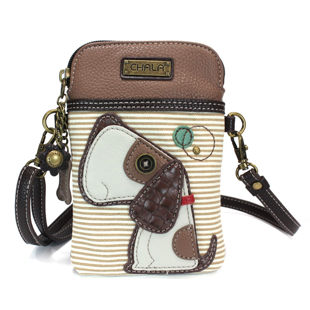 Dog Collection Cell Phone Crossbody Purse-Women PU Leather/Canvas Multicolor Handbag with Adjustable Strap