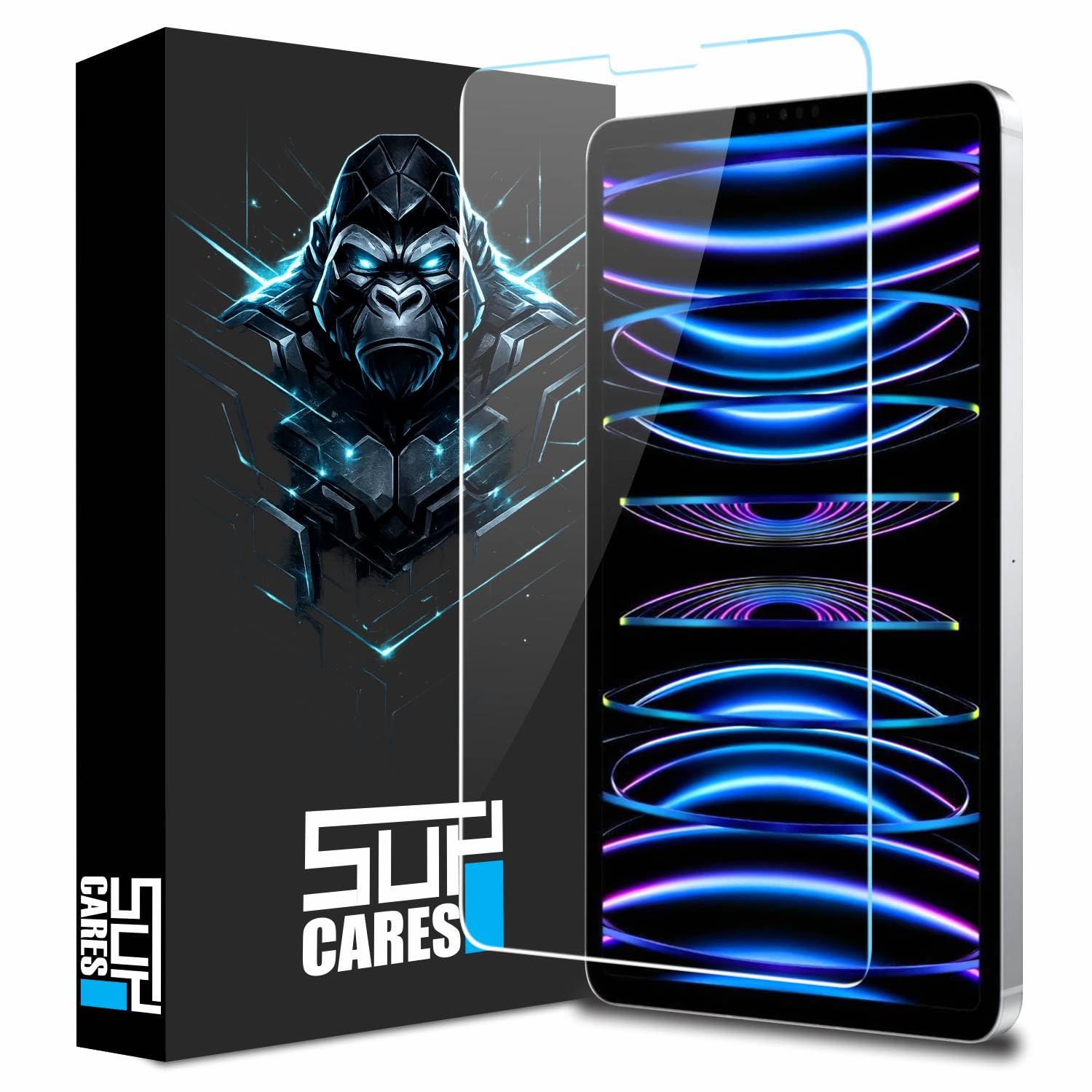 SupCares Tempered Glass for iPad Air 4th, 5th Generation and iPad Pro 2018, 2020, 2021, 2022 (11 Inch) With Installation