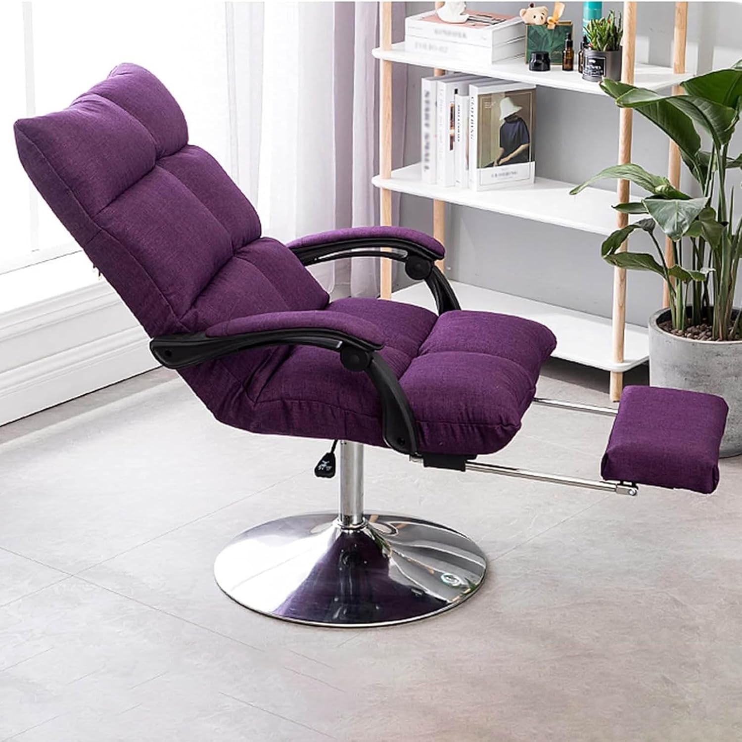 Adjustable Height Recliner Beauty Chair - Lunch Break Leisure Lifting Reclining Swiveling Chair - Portable Massage Stool Bed with Swivel and Foot Rest for Salon Nail Experience
