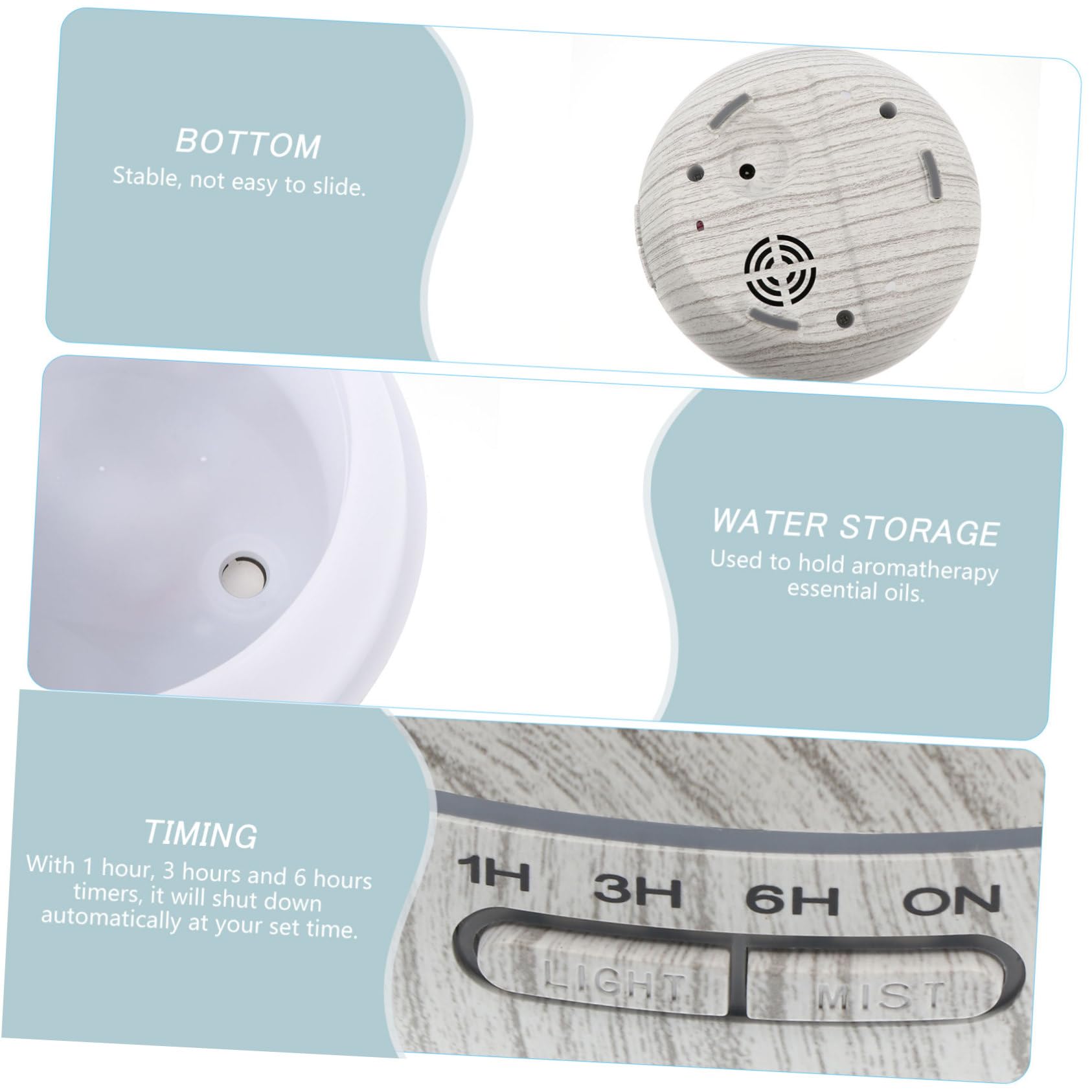 Humidificador de Aroma de Vapor Frío Hueco Diseño de Madera 400 Ml