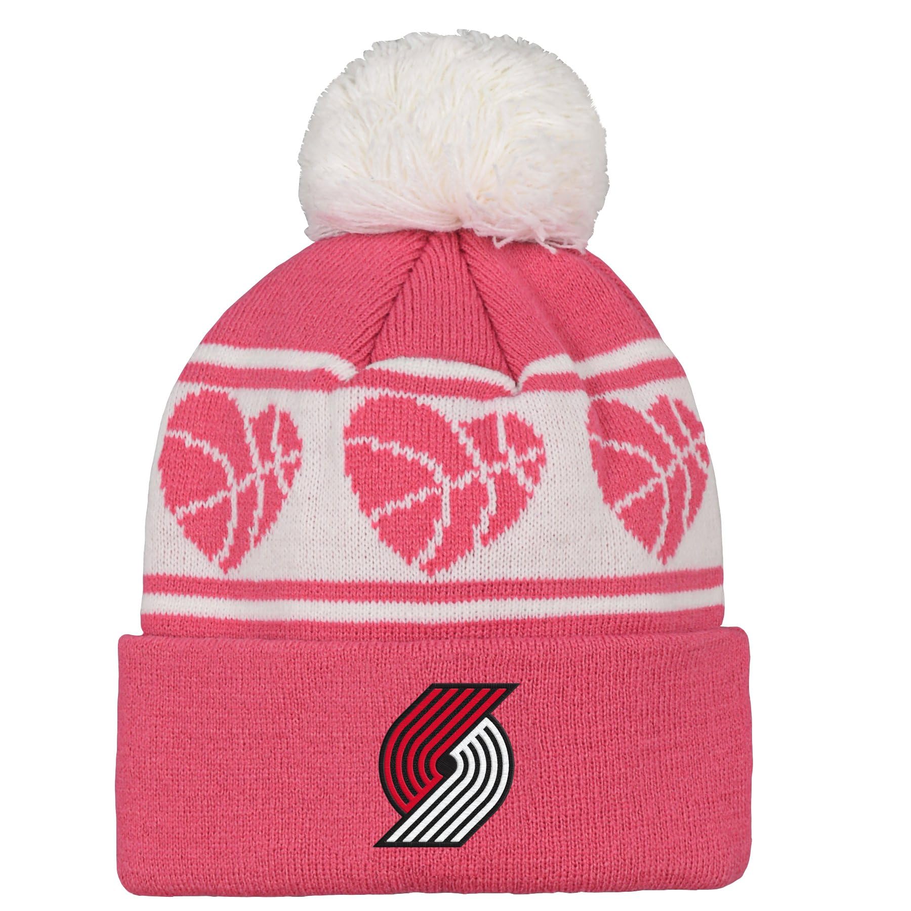 Outerstuff Portland Trail Blazers NBA Girls Kids (4-6X) Sweet Heart Pink Knit Hat, One Size Fits Most