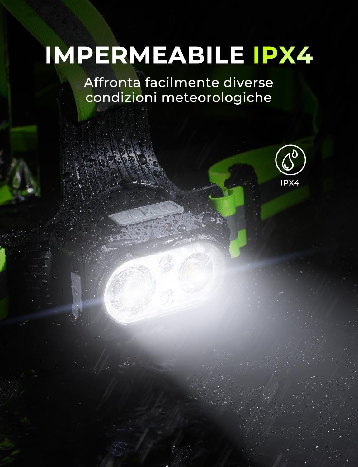 Rolgno Luce Running con Strisce Riflettenti, 500 Lumen Luce per Corsa Notturna Ricaricabile USB, 7 Modalità & 45° Regolabile, IPX4 Impermeabile Luci Running Pettorale per Jogging, Campeggio, Camminate