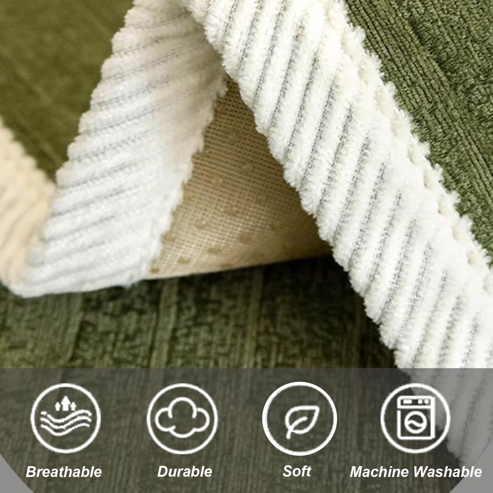 Sofa Überzug 1 2 3 4 Sitzer, Chenille Couch Überzug, Sofaschoner rutschfest, Sofabezug L Form, Sofadecken für Sitzfläche Washable, Grün, 90 x 160 cm
