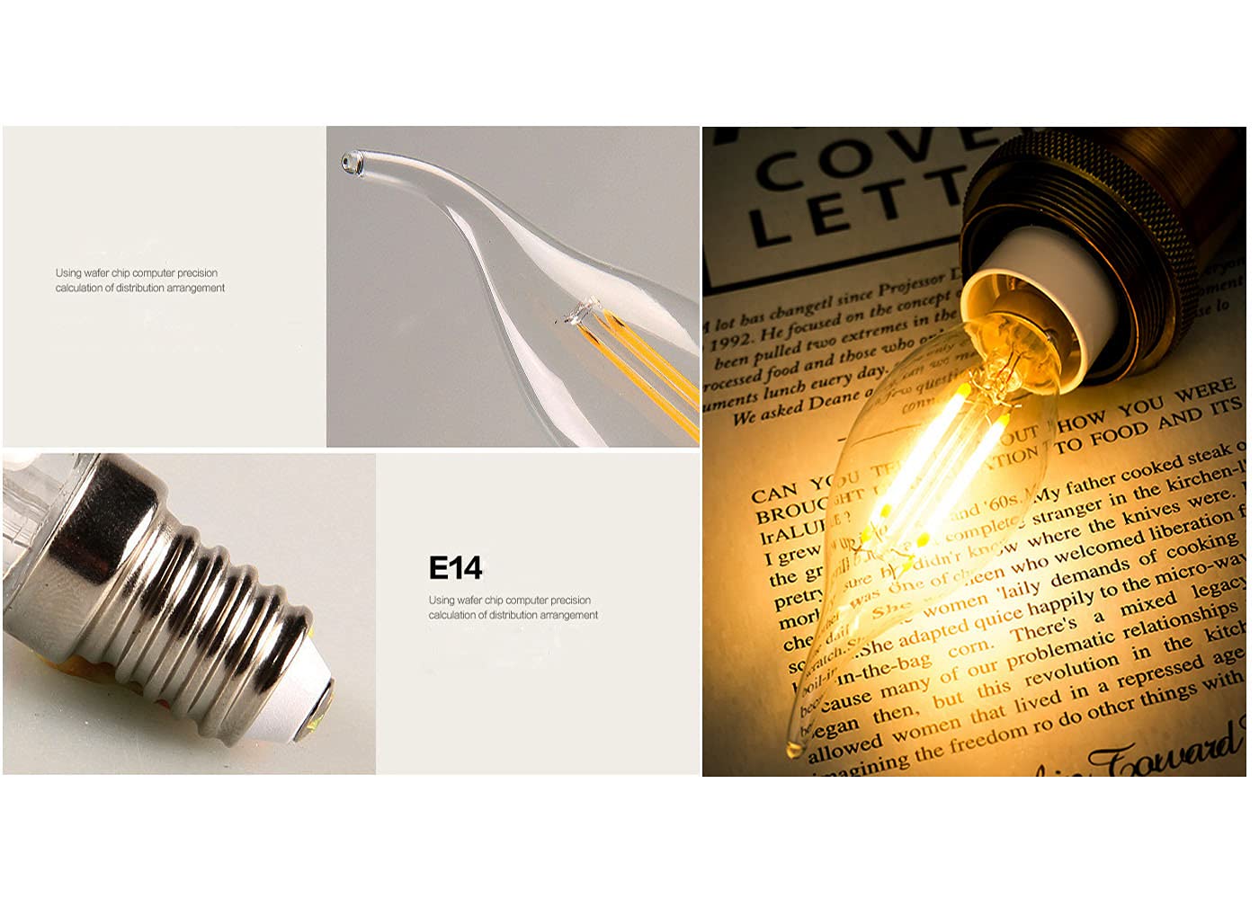 15 Confezioni Lampadine a Candela LED E14 4W(Equivalente a 40W) Lampadina a Filamento LED C35 Non Dimmerabile 400LM,Lampada a Candelabro a Risparmio Energetico Vintage Bianco Caldo 2700K