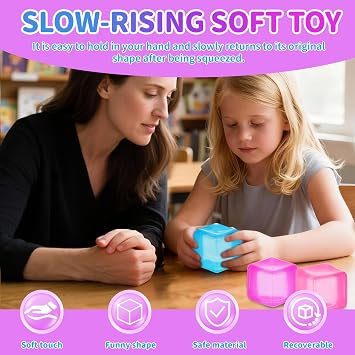 Squishy Cubes Squeeze Toys – 1.96 Squishy Cubes Squeeze Toys, Ice Cube Fidget Toy, Sensory Fidget Toys, Stress Cube for Anxiety Relief for Kids & Adults (3PCS)