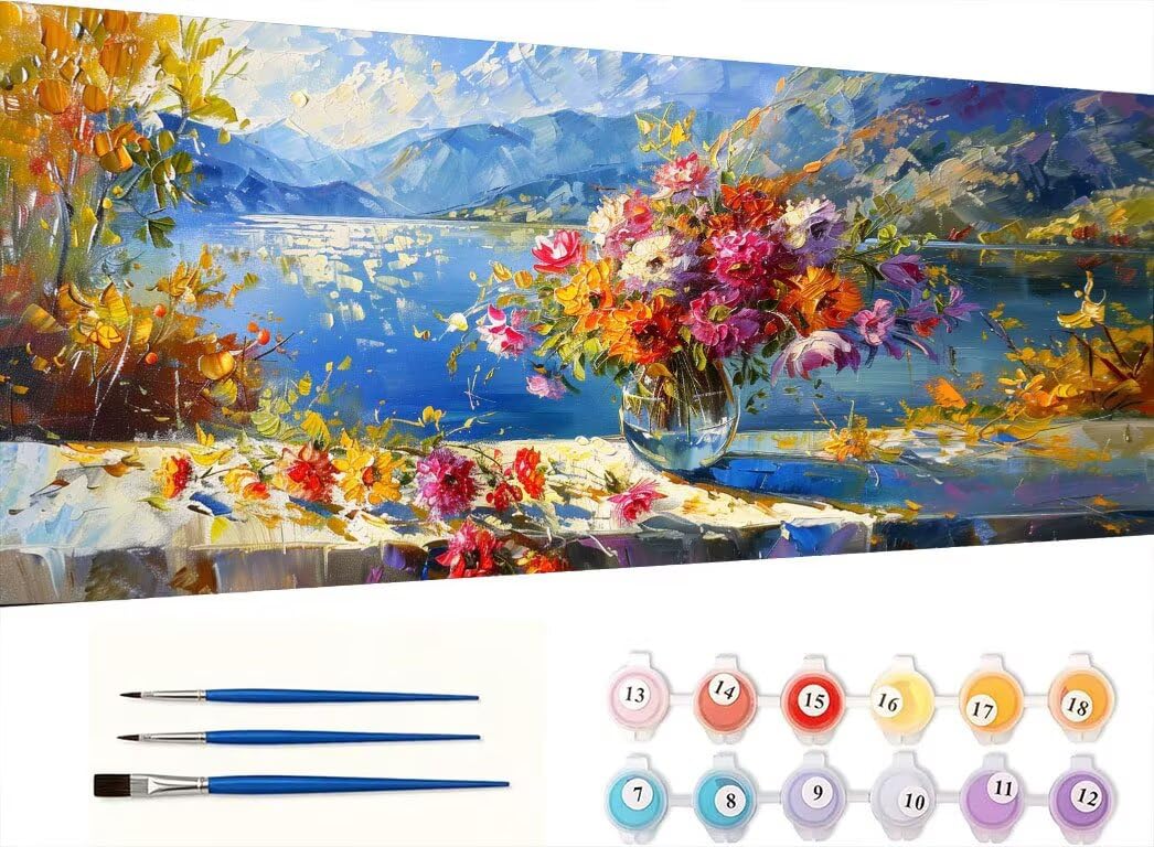 Malen Nach Zahlen Erwachsene, Blumen See, 60x80cm 2JGWX-194