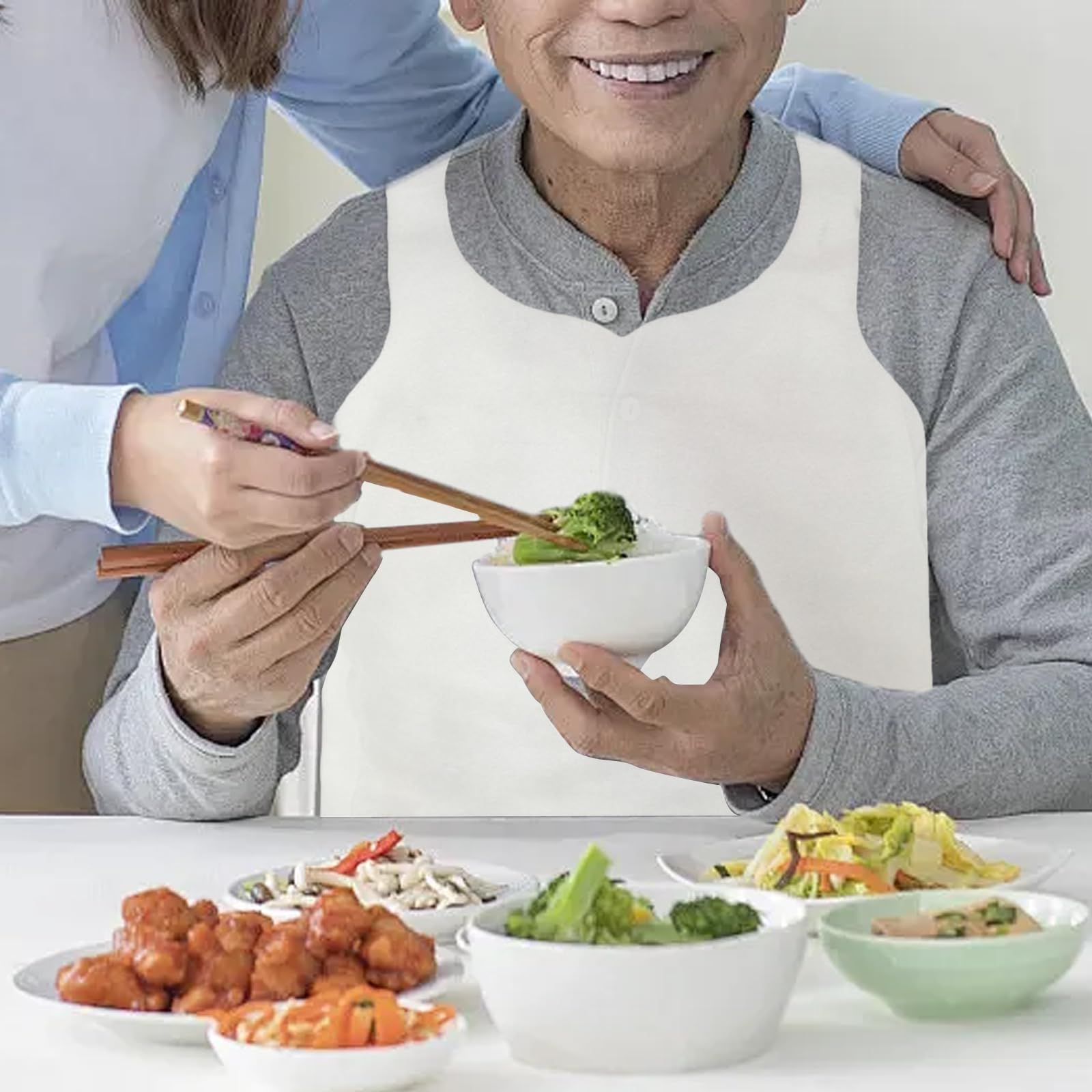 100 bavaglini usa e getta per adulti, grembiule, bavaglini per adulti, grembiuli usa e getta, per adulti, anziani o bambini (bianco)