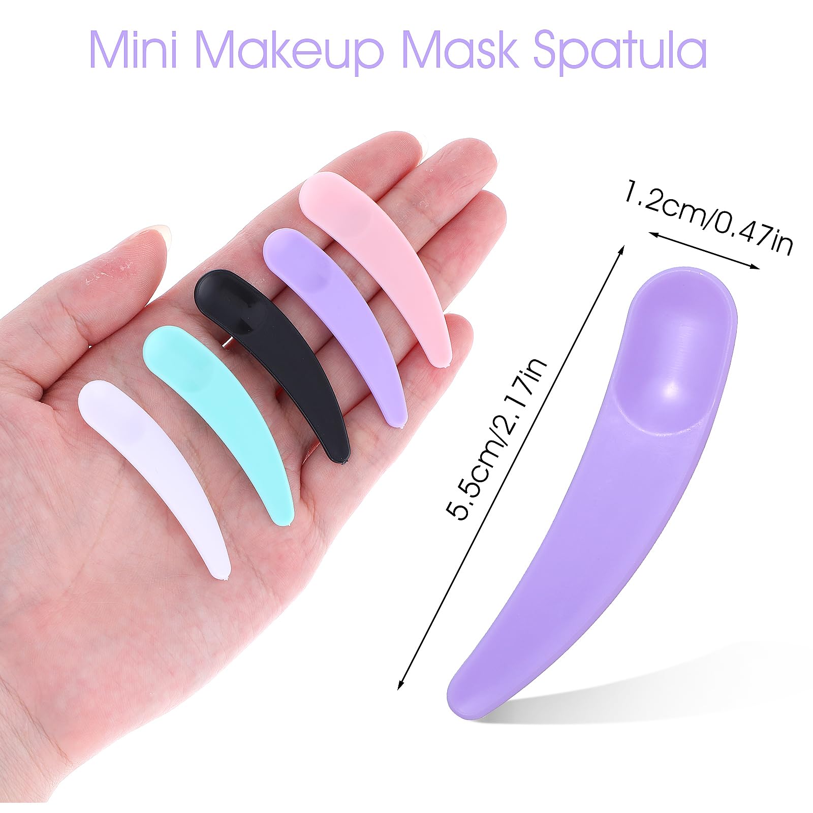 Mini szpatułka do kosmetyków, mała szpatułka do pielęgnacji skóry, jednorazowa szpatułka do makijażu, mini plastikowe szpatułki do makijażu, do mieszania i pobierania próbek, 5 kolorów