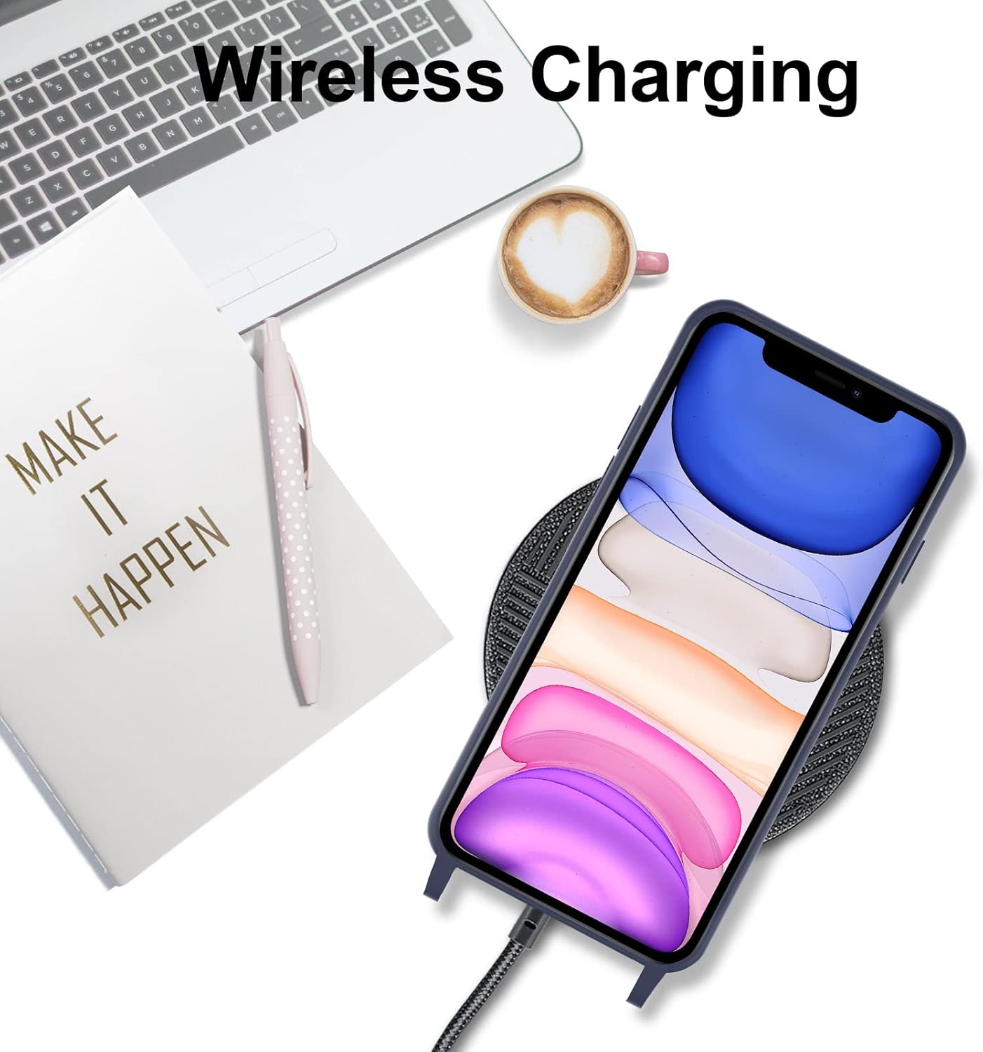 UEEBAI Crossbody Lanyard Phone case for iPhone 15 Pro 6.1 inch, Silicone Phone Cover with Adjustable Necklace Strap Soft Belt Neck Cord Lanyard Shockproof Protective Case - Deep Blue - Image 5