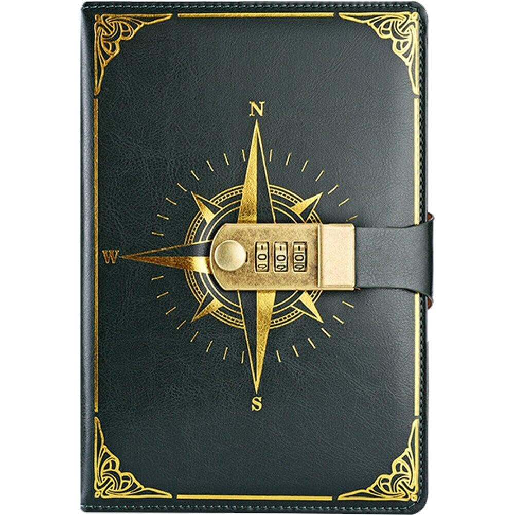 Carnet de notes A5 en cuir vintage avec cadenas à code robuste