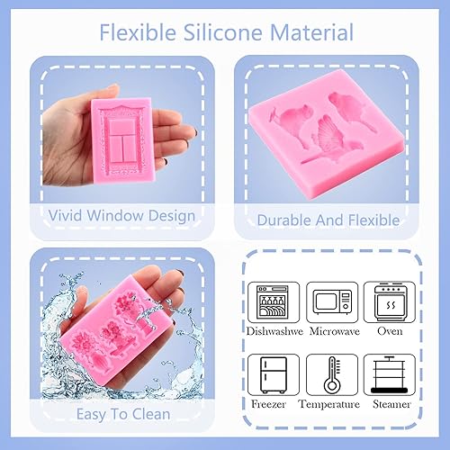 Miniatura 2 de ZiXiang Molde de silicona para puerta y ventana, moldes de fondant, molde de flores, marco de pastel, moldes de silicona para decoración de pasteles