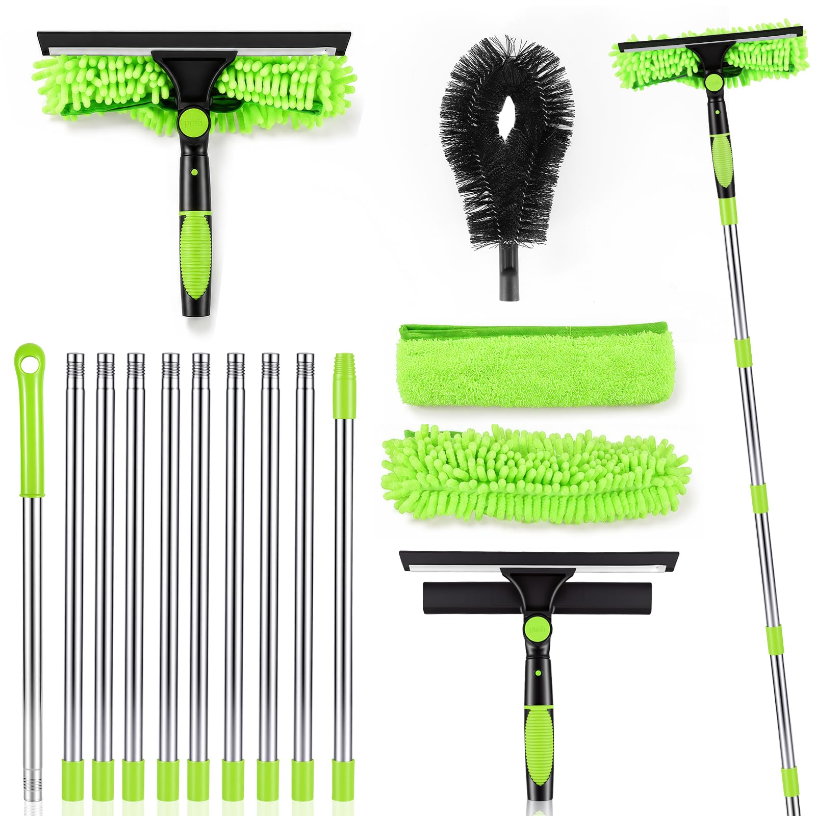 Kinberry Window Squeegee Cleaner Tool Kit, 4.5m Reach for Indoor & Outdoor