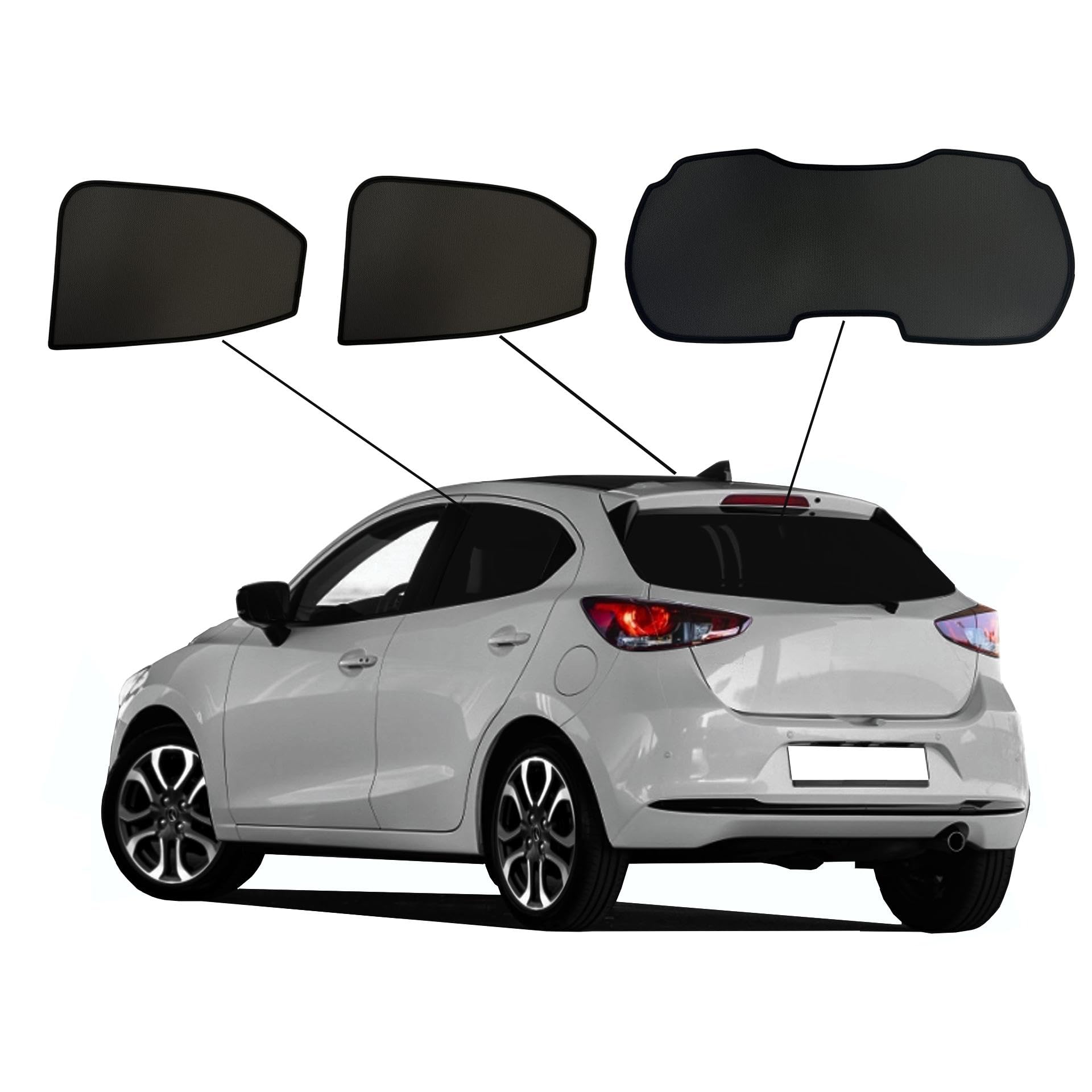 Protection visuelle & Solaire Compatible avec Toyota Yaris (P21) 2020- & Mazda 2 (KB) 2022-, Noir