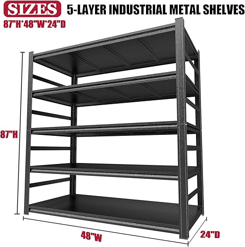 Miniatura 2 de Estantería de garaje de 3800 libras, estantes de almacenamiento de metal ajustables de 5 niveles, estantes de almacenamiento de garaje, resistentes