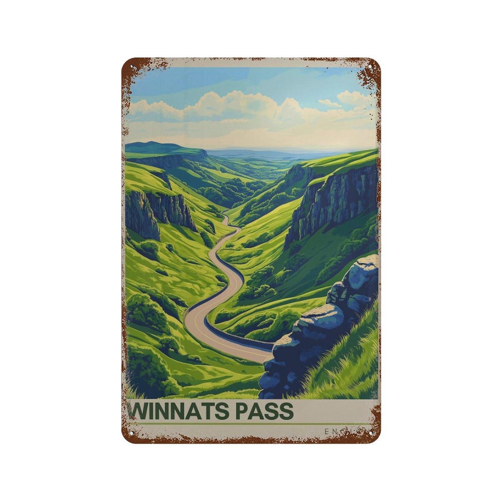 xiaoxiaoshen Winnats Pass Travel Peak District Wall Decor Art Metal Tin Poster Modern Home Decor Art Home Bar Shop Decorations Vintage Sign 30x20cm