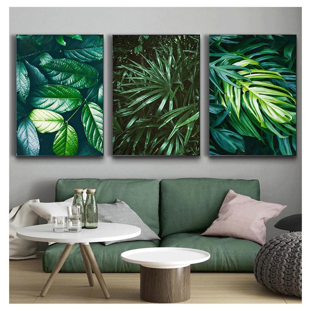 WBYZAC Botanical Posters-Wall Art Canvas Painting Nordic Posters and Prints Wall Pictures Nature Tropical Palm Leaf for Living Room Bedroom Kitchen Home Decor-60 * 70cm*3PCS (No Frame)