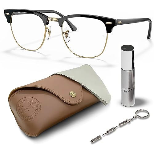 Ray-Ban RB3016 CLUBMASTER BLUE-VIOLET LIGHT CLEAR Square Shaped Sunglasses for Men & Women with Official Rayban Eyewear Kit
