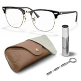 RB3016 CLUBMASTER BLUE-VIOLET LIGHT CLEAR Square Shaped Sunglasses for Men & Women with Official RAYBAN Eyewear Kit