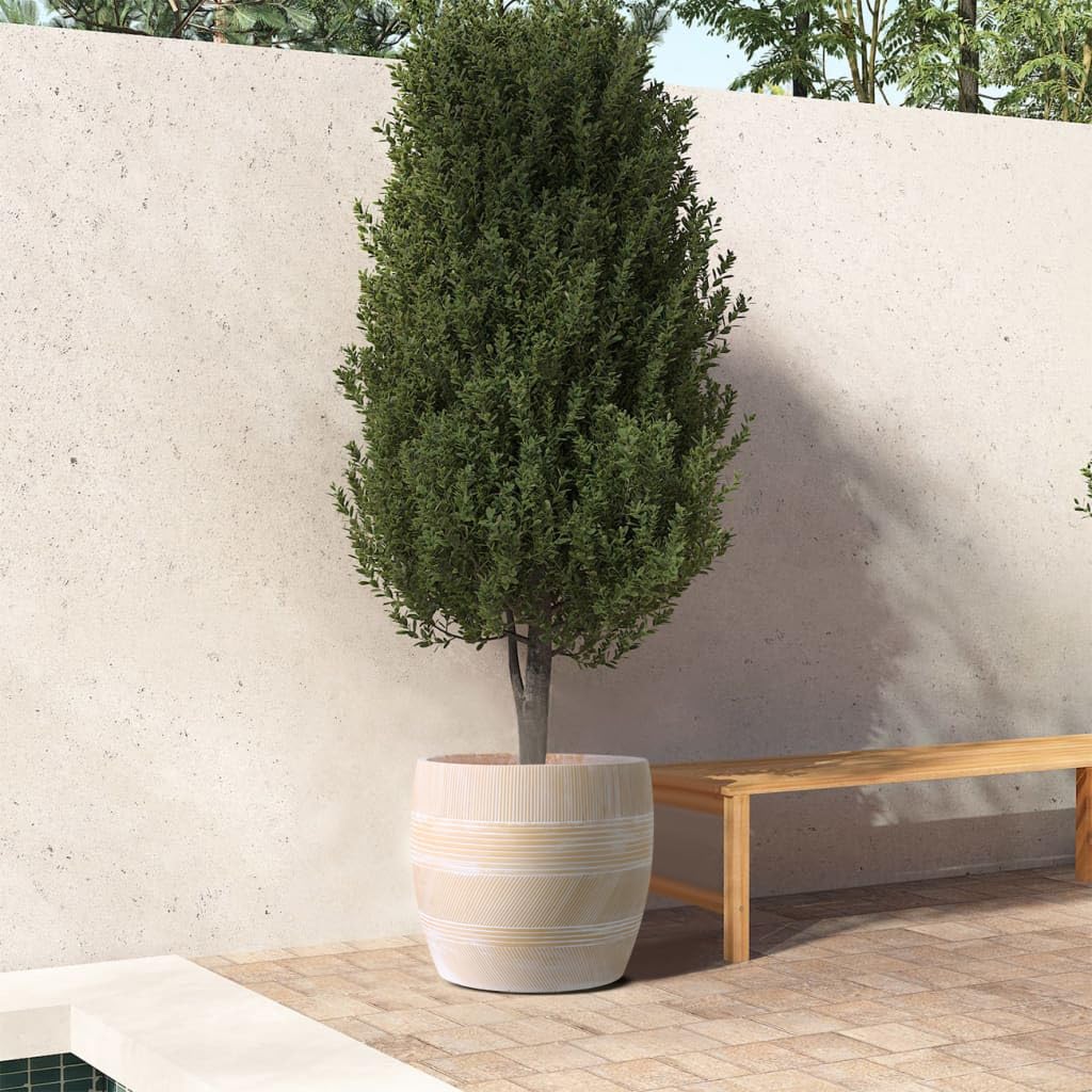 Olly & Rose Vaso per Piante Extra Grande a Motivo - Vaso da Giardino in Terracotta in Fibra di Cemento Ceramico - Vaso XL per Fiori - H 50 cm x D 44 cm