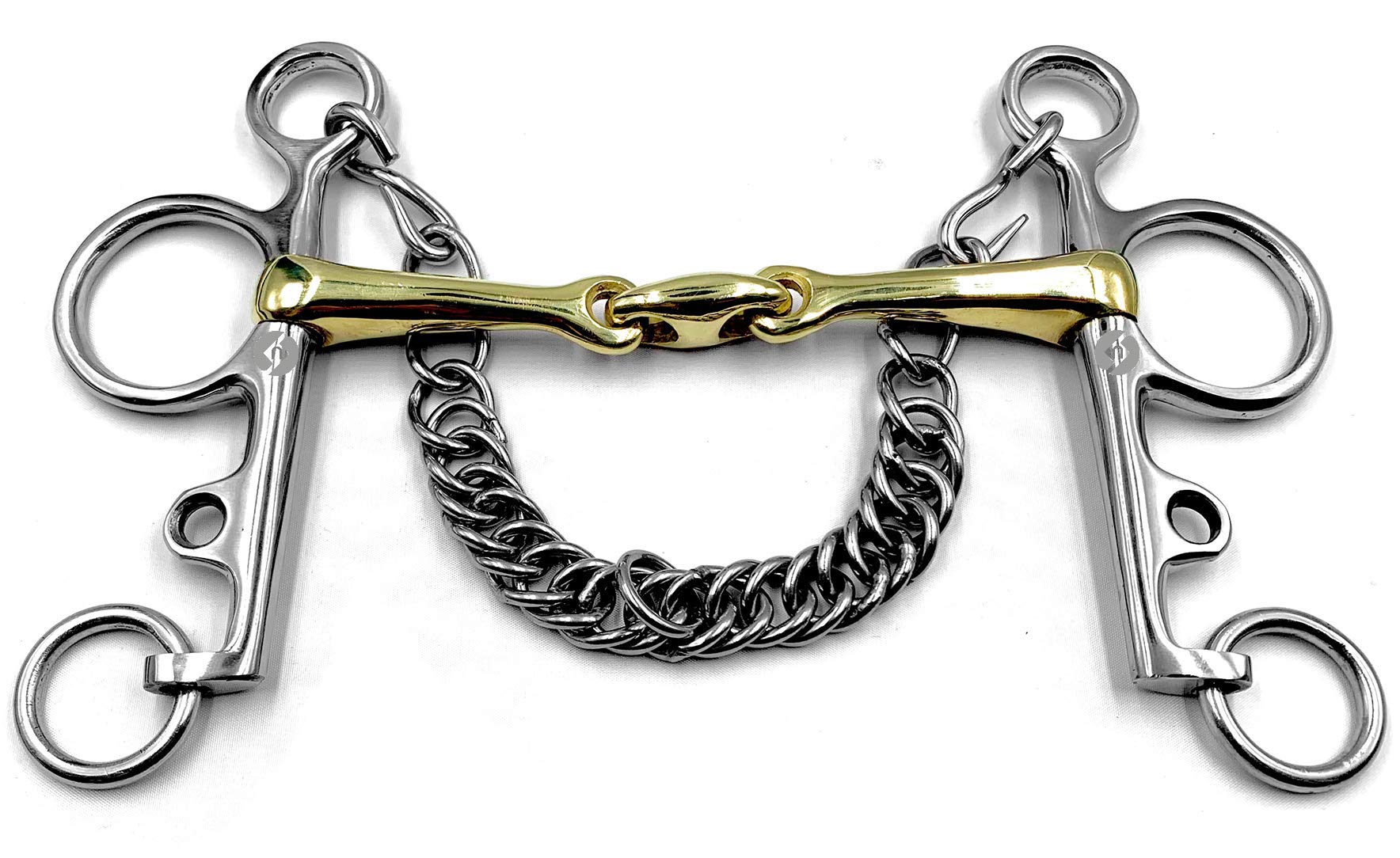 OTTE Double jointed Pelham Horse Bit with Copper Alloy Lozenge and Mouthpiece Snaffle (5.75")