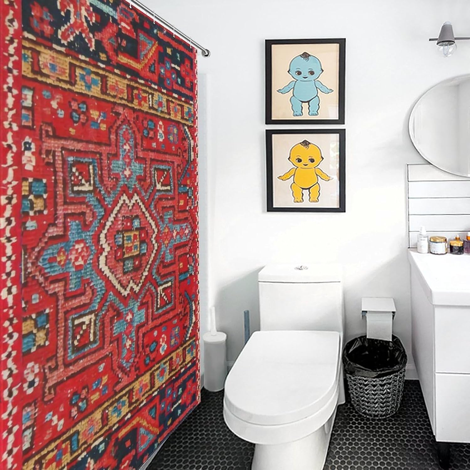 Persian Rug Design Large Sized Bathroom Shower Curtain, Stylish Shower Curtain 60x72Inch（152x183cm）