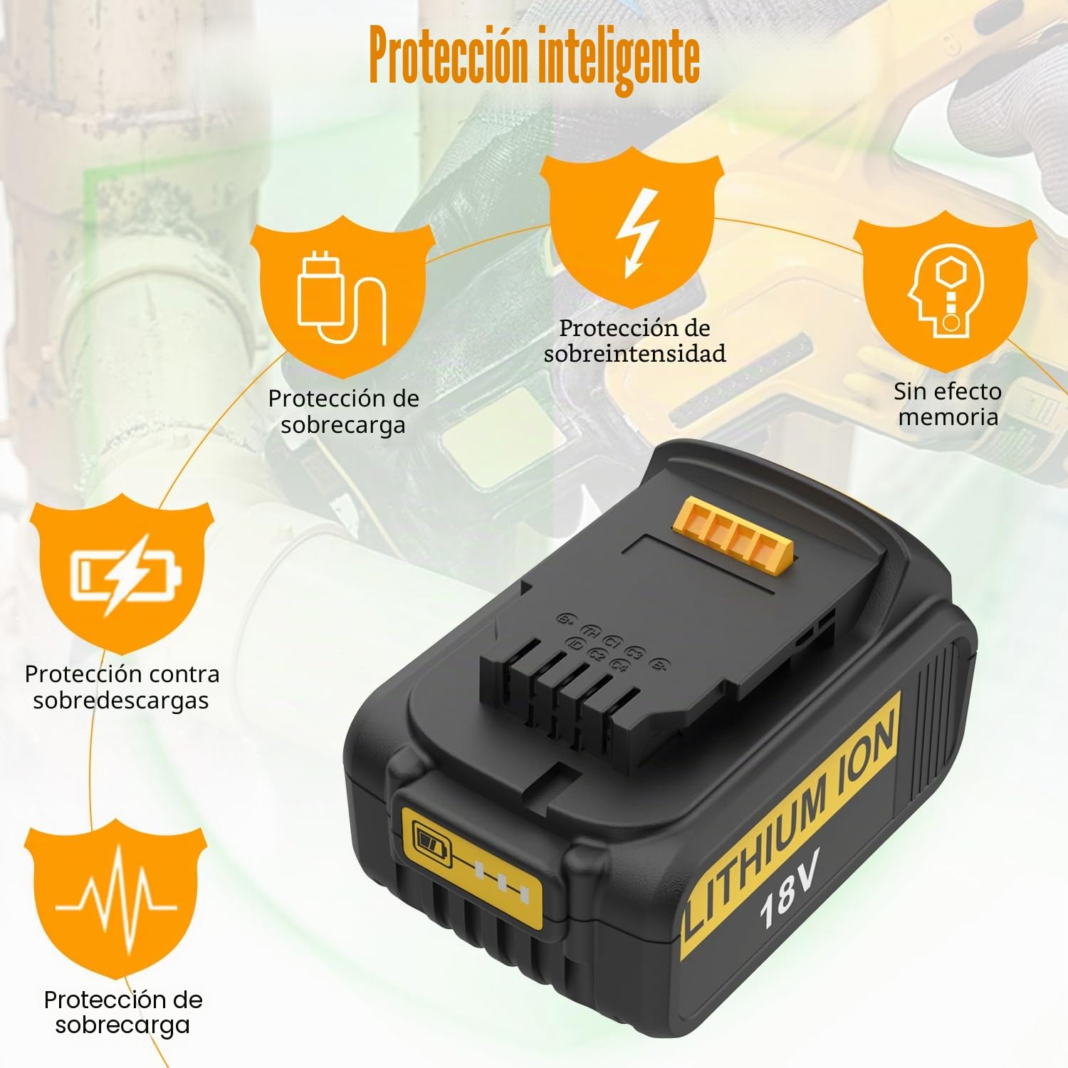 Energup 2Pcs 18V 5.0Ah Baterías de Repuesto para Dewalt 18V Batería DCB181 DCB182 DCB184 DCB201 DCB205 DCB200