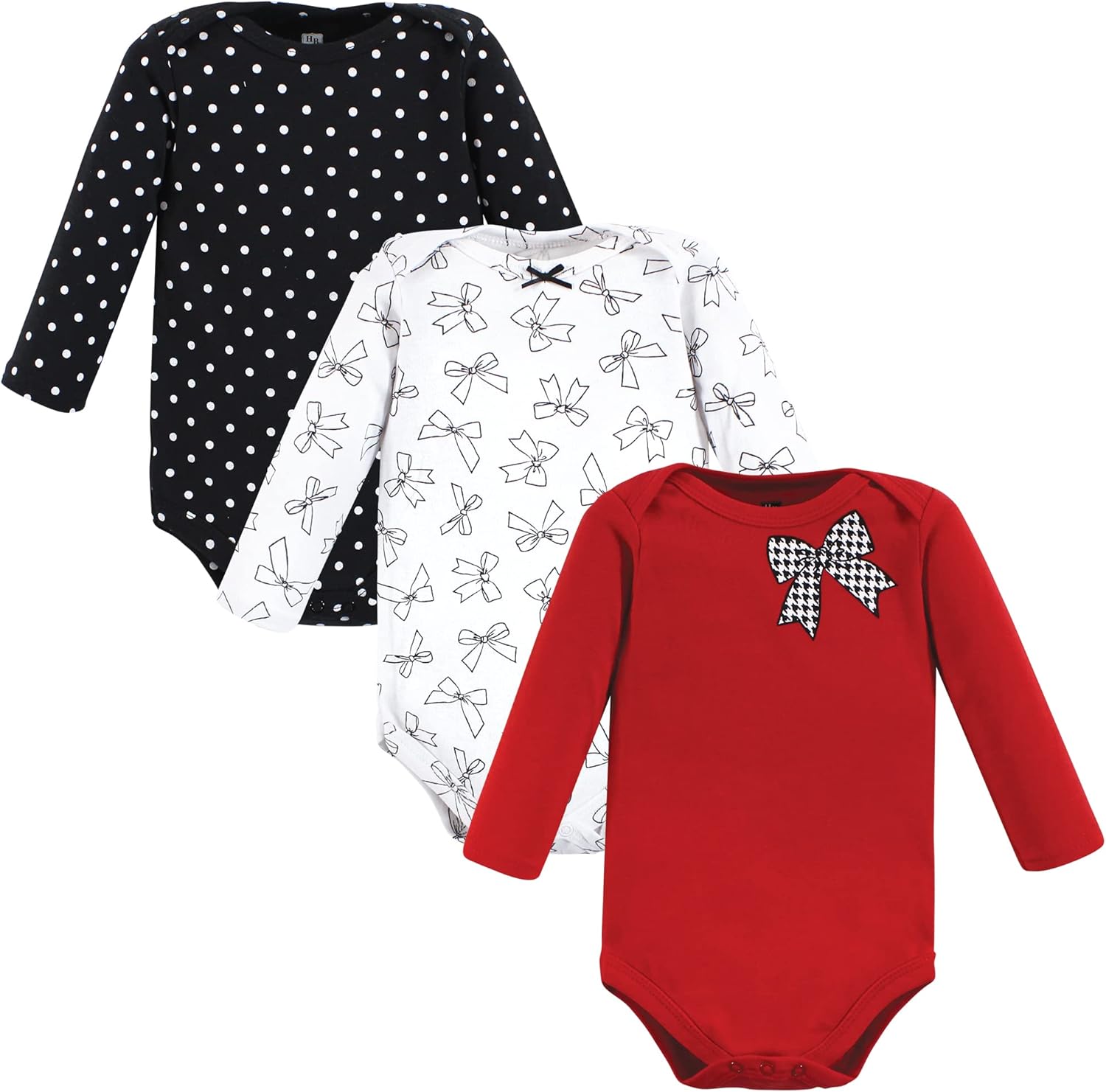 Hudson Baby Unisex Baby Cotton Long-Sleeve Bodysuits, Winter Bows