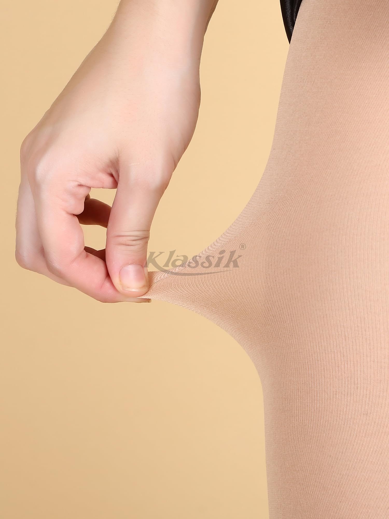 Klassik Since 1993 | Opaque Soft Stockings for Women & Girls |Poly Cotton High Waisted Thigh | Stretch, Breathable & Comfortable for Everyday Wear | Perfect Pair with Shorts, Dresses & Shirts -Skin-M 3