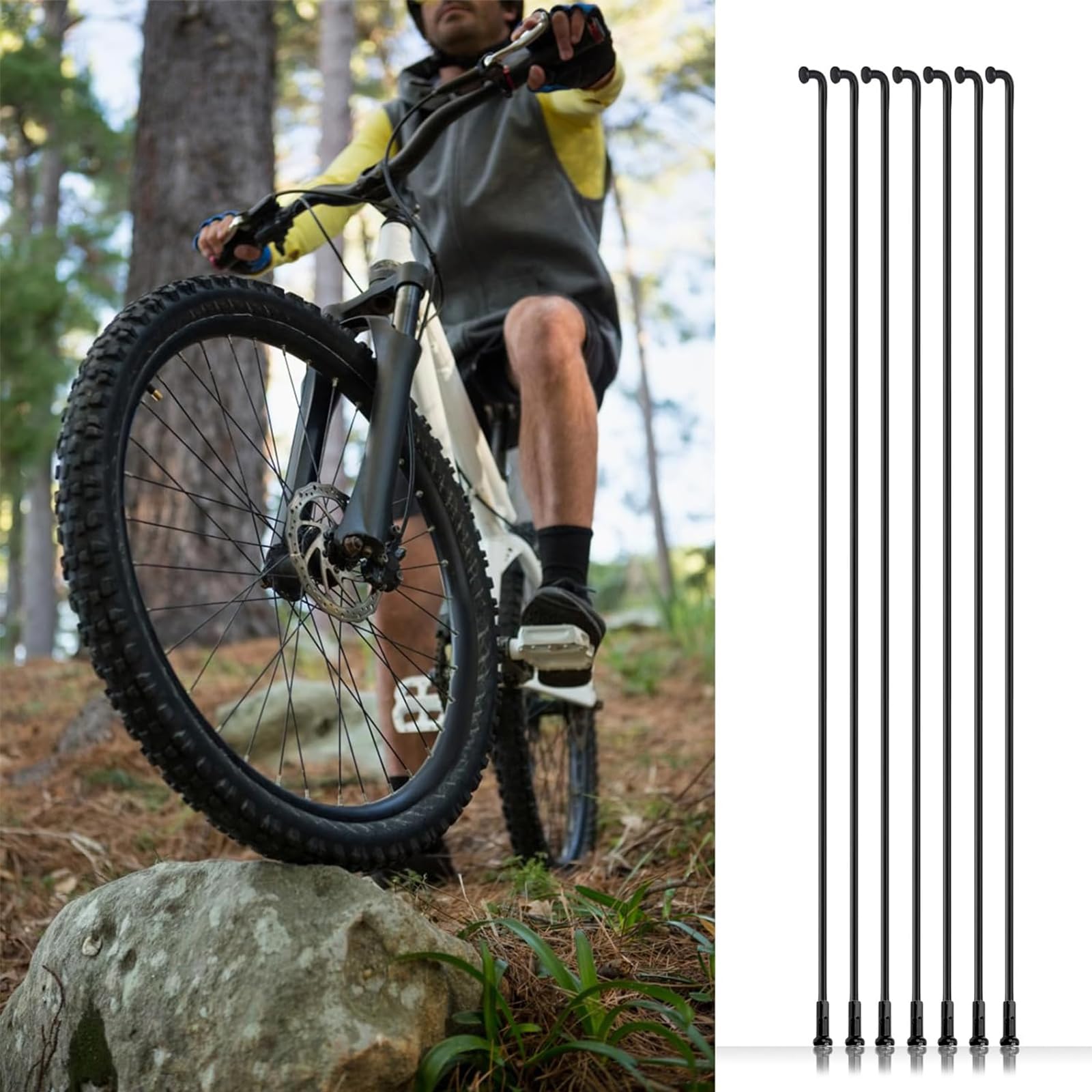 Szprychy rowerowe, 72 sztuki, z 72 złączkami, 130 mm, stalowe szprychy 14 G/K, ochrona szprych, akcesoria rowerowe do rowerów elektrycznych MTB, trekkingowych, miejskich, czarne