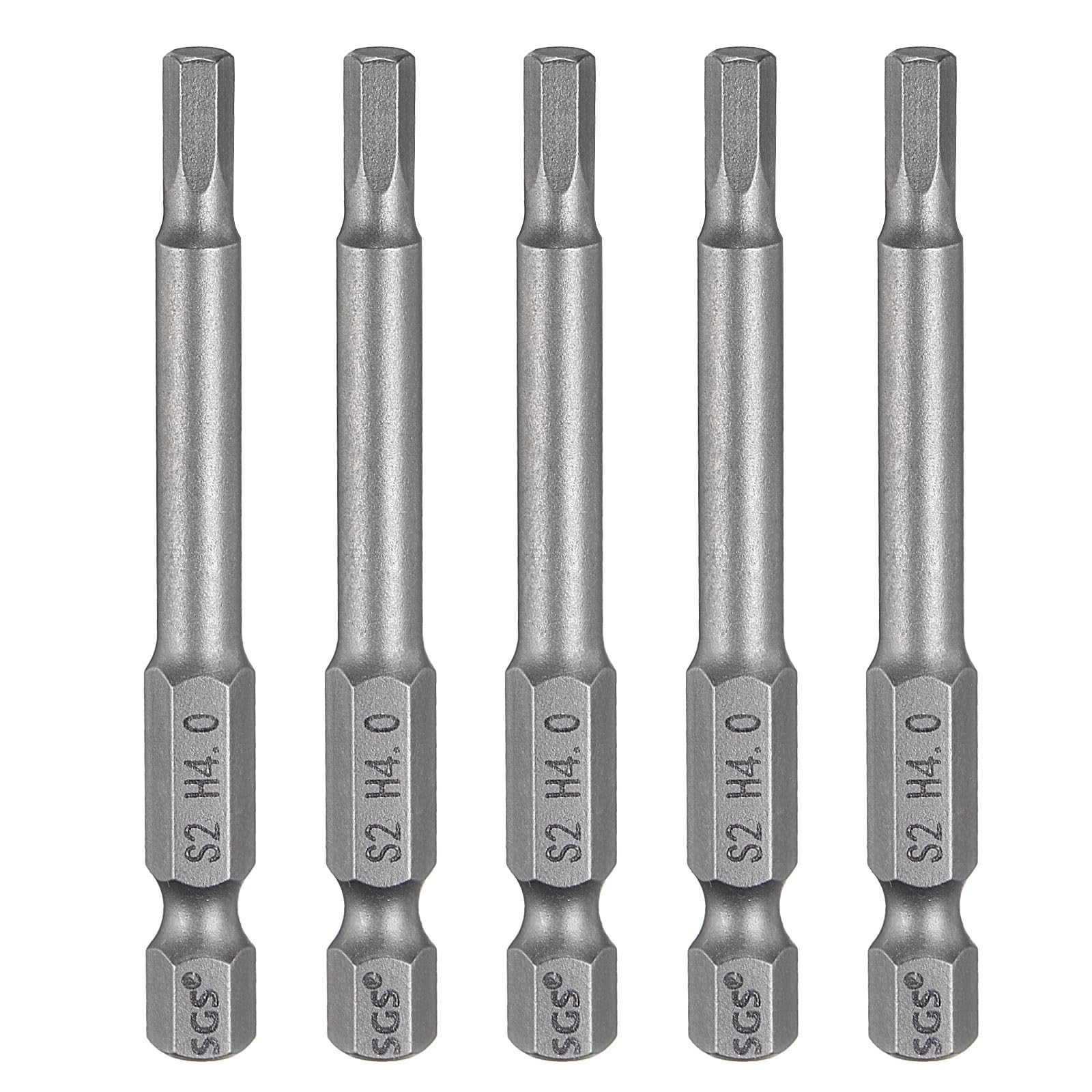 sourcing map 5pcs H4.0 Hex Head Drill Bit Wrench 4mm Metric Flat Tip 1/4" Hex Shank 65mm (2.56") Long Magnetic Hexagonal Screw Driver Socket Industrial Screwdriver Power Bits