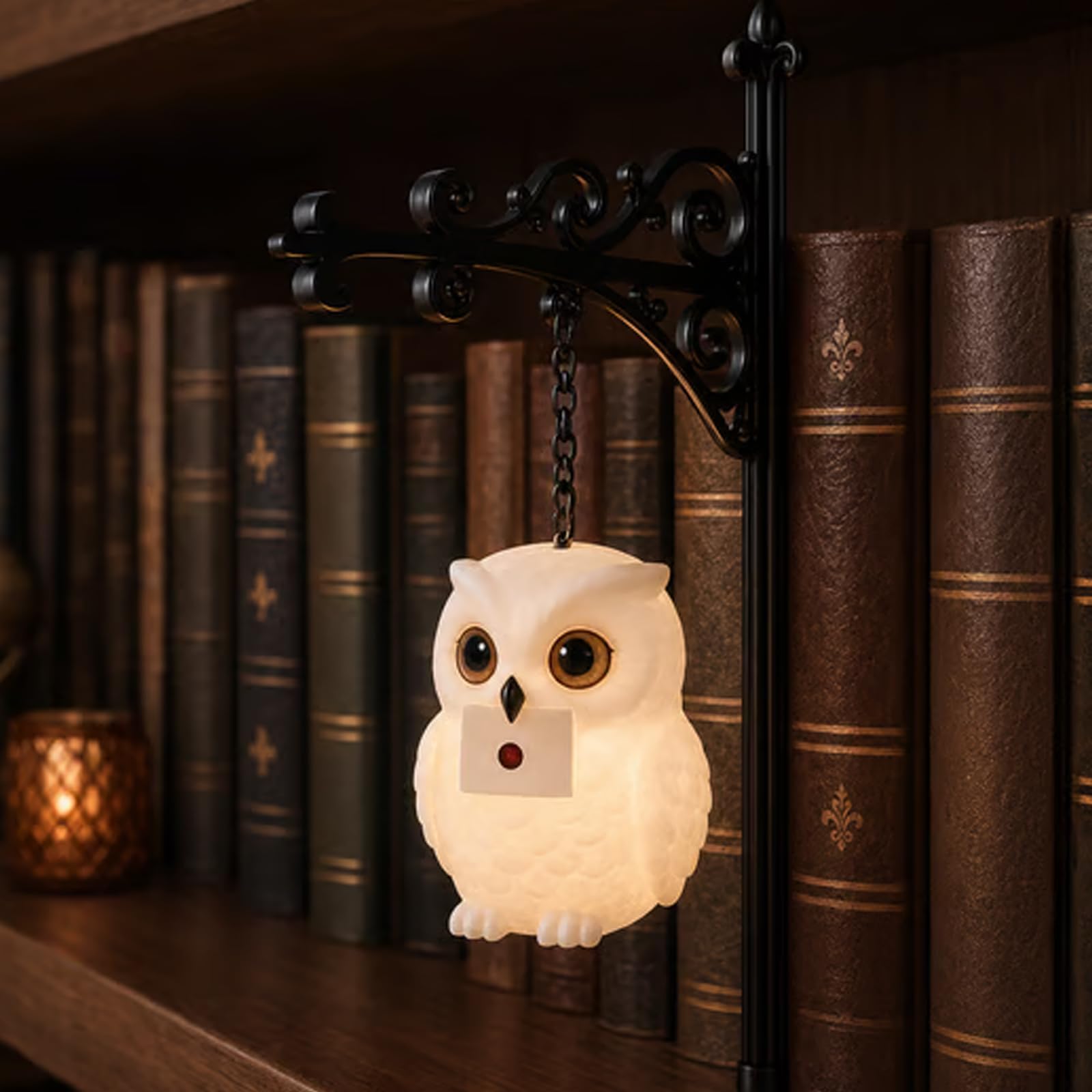 Enchanted Hanging Bookshelf Light, Decorative Ambient Lantern with Soft Glow, Ideal for Reading Nooks and Bookcases, Thoughtful Gift for Book Lovers, Cozy Indoor Accent Lighting，Owl