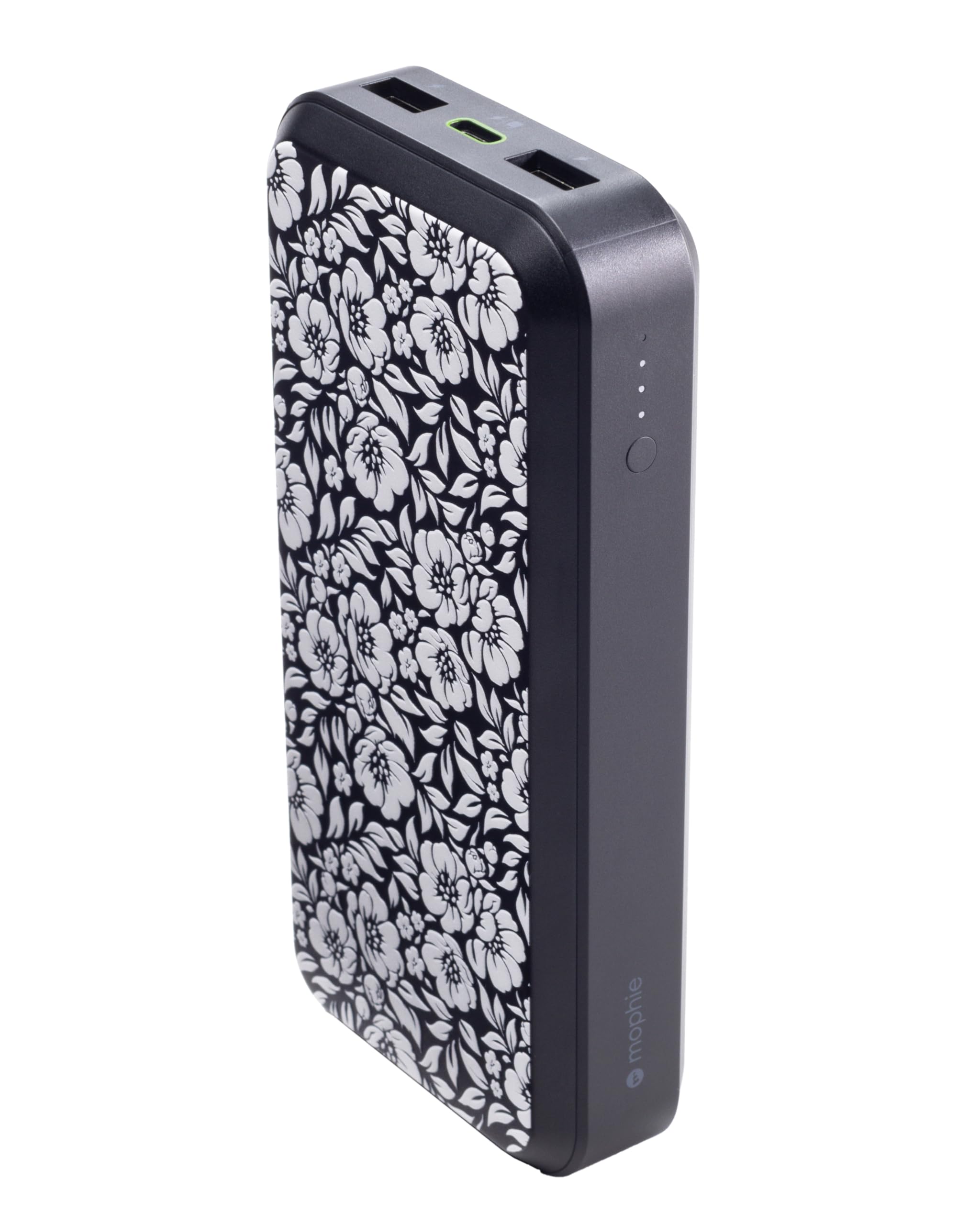 Mophie powerstation prime20 - Ultra-Compact Portable Power Bank with 20,000mAh Internal Battery, 18W USB-C PD Fast Charging, 3-Device Simultaneous Charging, White Floral