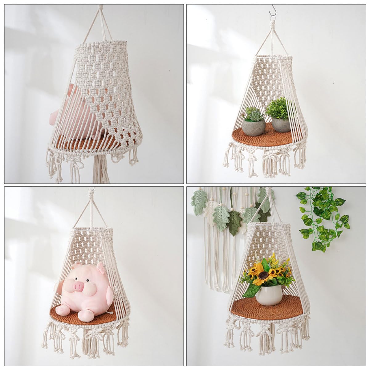 BESTonZON Suspension pour Plantes Macramé Panier Suspendu Intérieur Décoratif pour Entrées Salons Chambres Et Balcons