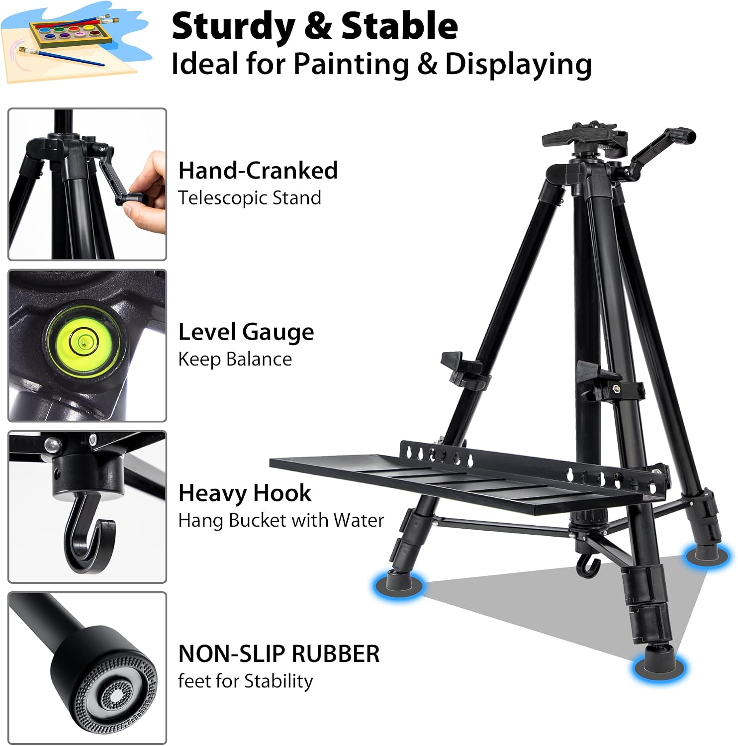 Art Easel Stand for Painting Adjustable 51-155 cm, Folding Tripod Display Easel, Artist Stand Easel with Bag/Keg - Image 4