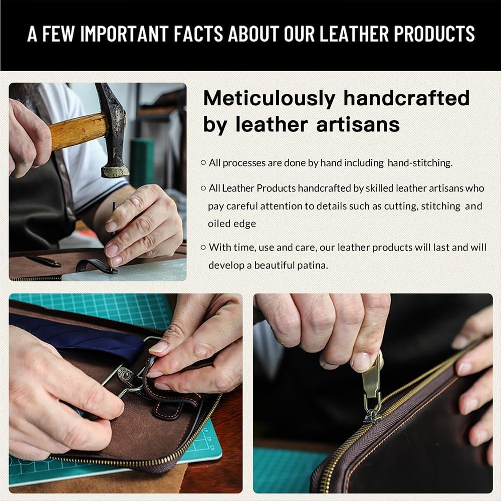 CONTACTS Tie Travel Case for 2 Full Grain Leather Neckties Organizer with Hanger Strap Tie Storage Bag by Handmade