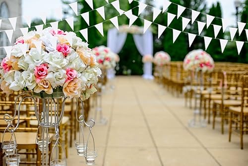Miniatura 8 de Banderín blanco para bricolaje, banderines en blanco, banderas de tela triangular sólida, decoraciones para festivales, celebraciones, dormitorios,