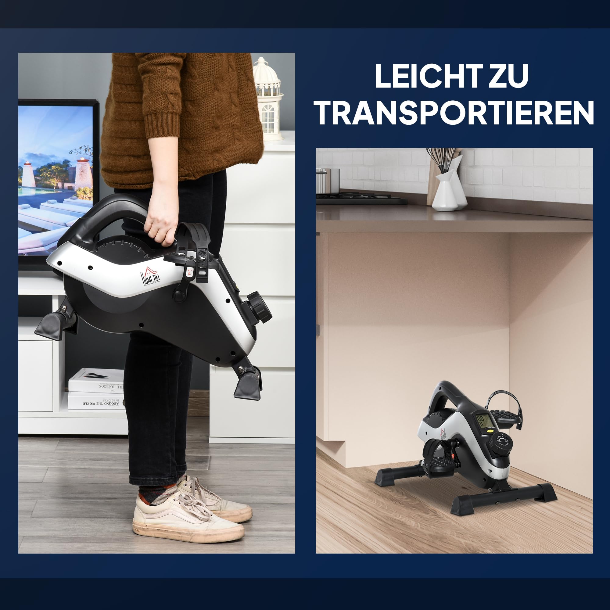 HOMCOM Mini Trenażer z LCD dla Seniorów Czarny+Srebrny
