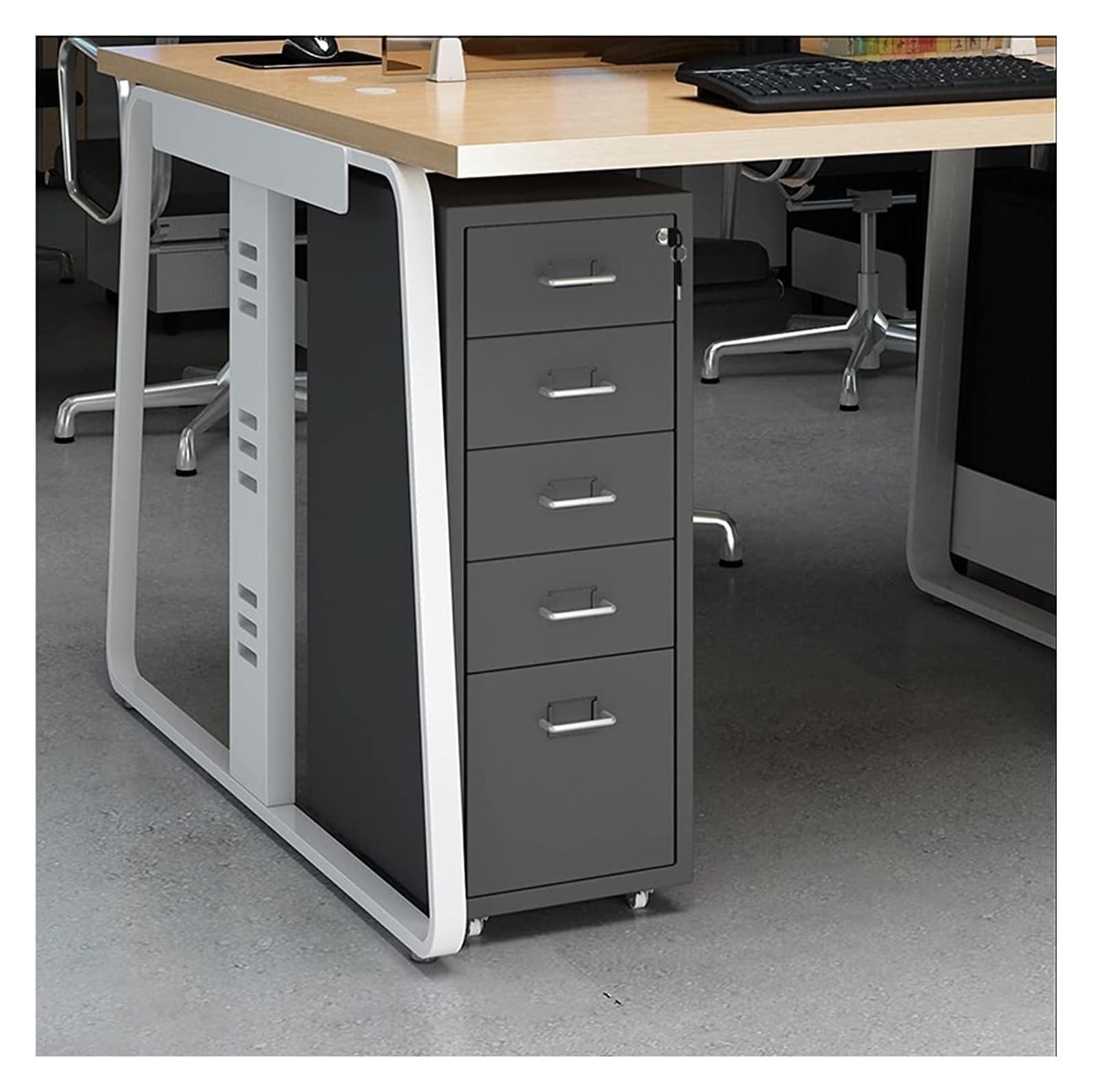 SaryEdge File Cabinet Slim with Lock, 5 Drawer Metal Mobile Filing Cabinet for /A4 Size, Office Storage Cabinet File Organizer File Folders,