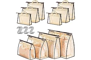 Uizokequq Interesse 9-Pack Clear Dust Bags for Handbag Storage and Organization in Beige