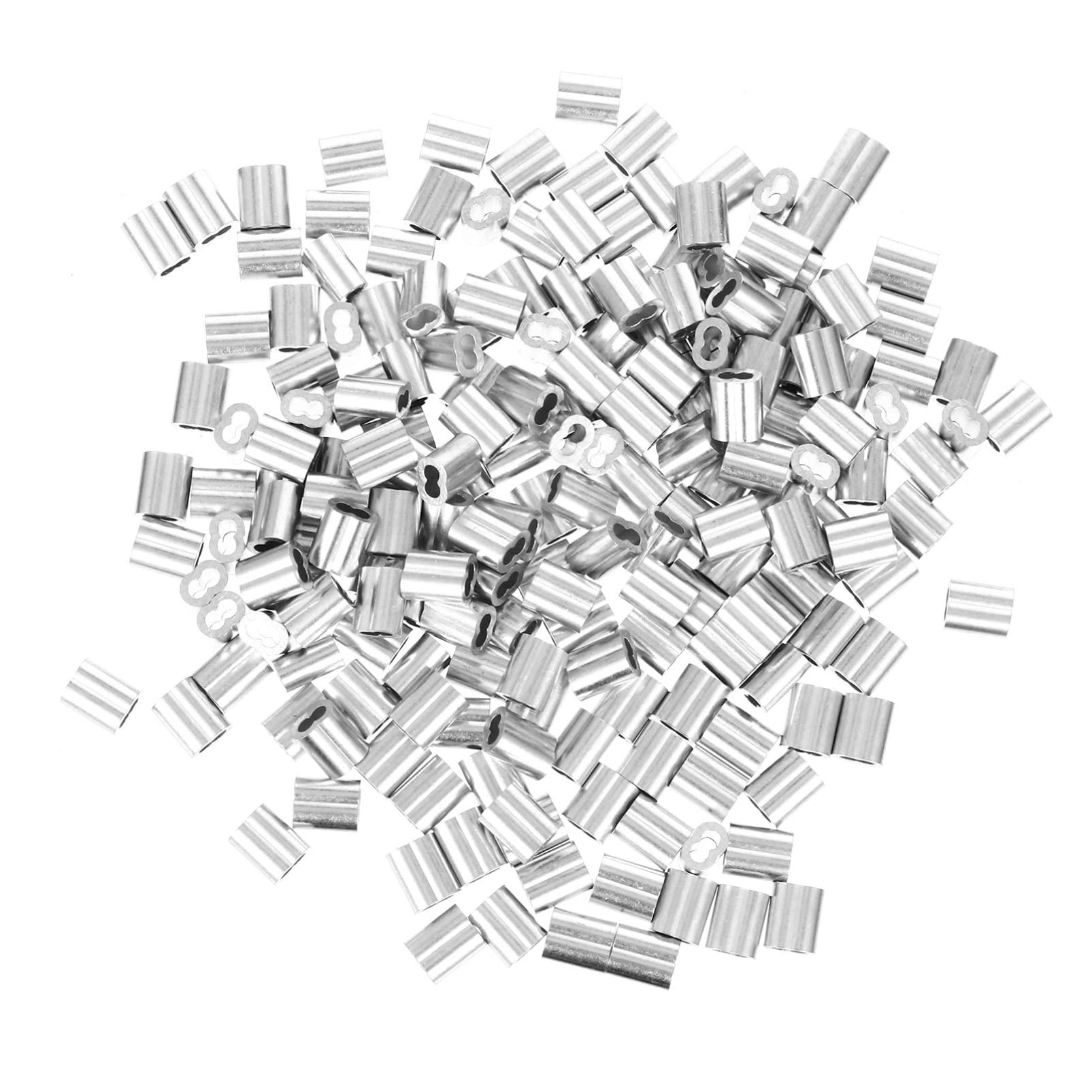 VILLCASE Aluminum Wire Rope 200pcs Crimping Loop Sleeve Kit Hardwares Cable Sleeving